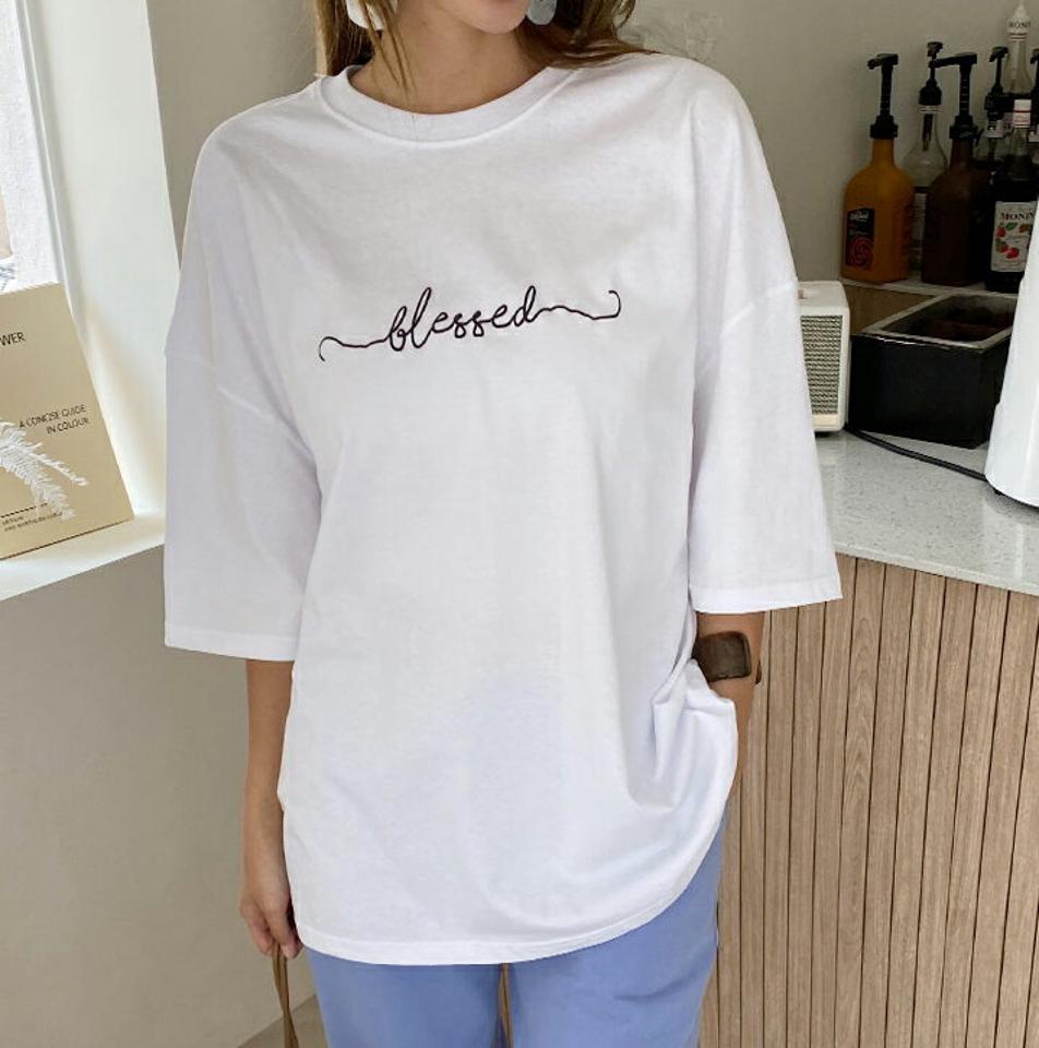 レタリングルーズTシャツ・全4色・a69807 レディース 【tops】トップス Tシャツ 七分丈 七分袖 7分丈 7分袖 レタリング ロゴ カジュアル ラフ 春 夏 秋 韓国 ファッション ハイホリHIHOLLI