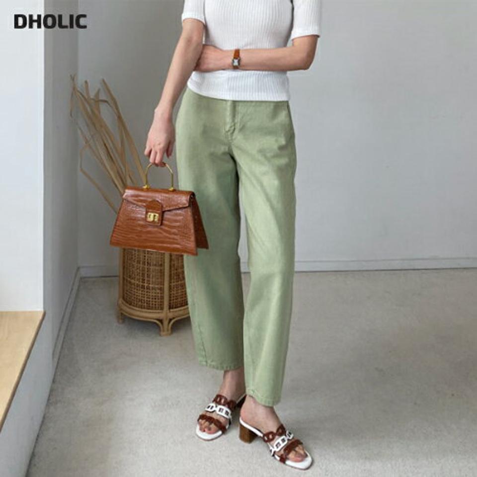 コットンカラーワイドパンツ・全5色・t69770 レディース 【pt】パンツ ズボン ワイド ストレート 単色 無地 シンプル ベーシック カジュアル ラフ 大人 ハイウエスト 春 夏 秋 韓国ファッション ハイホリHIHOLLI