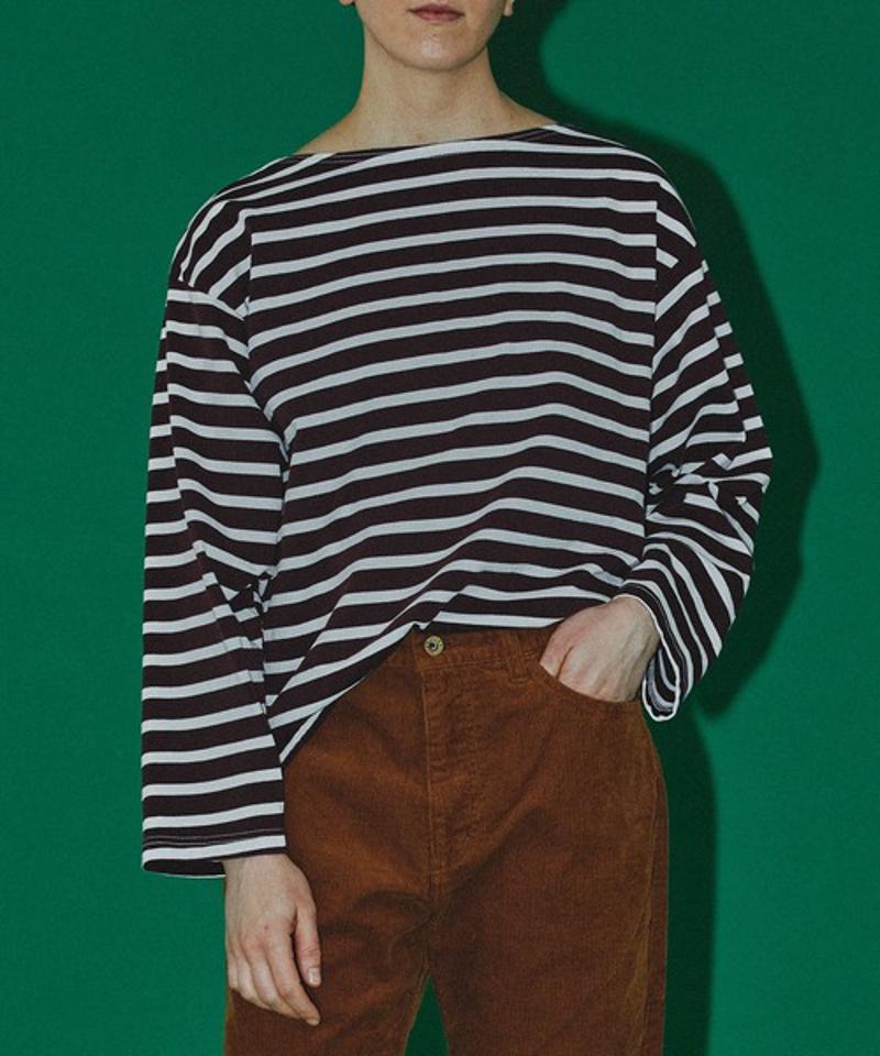 【Attick by Johnbull】ボーダーボートネックTシャツ
