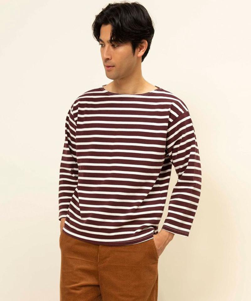 【Attick by Johnbull】ボーダーボートネックTシャツ