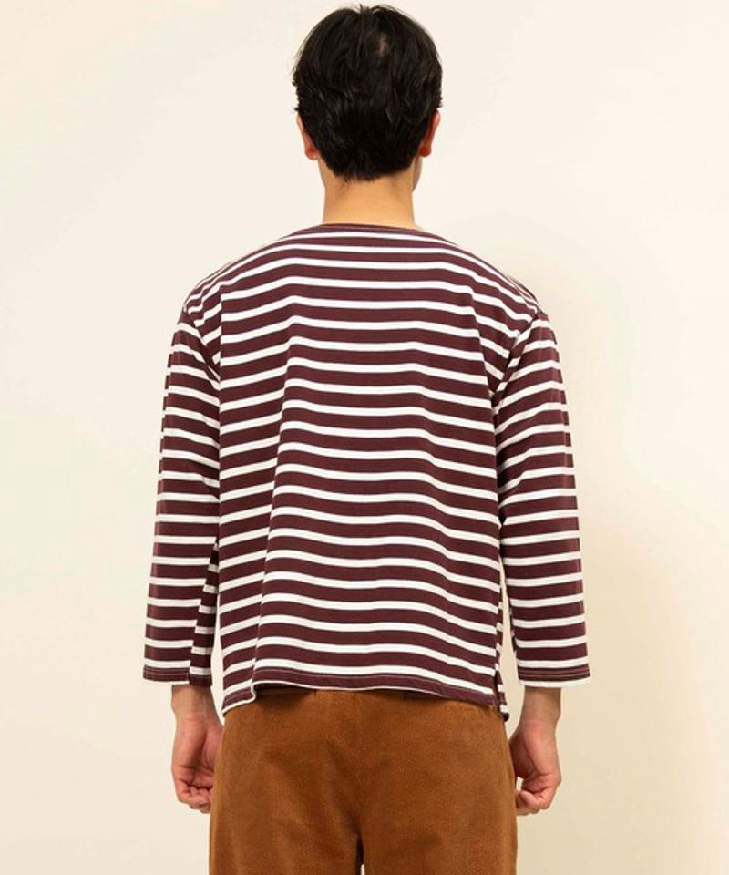 【Attick by Johnbull】ボーダーボートネックTシャツ