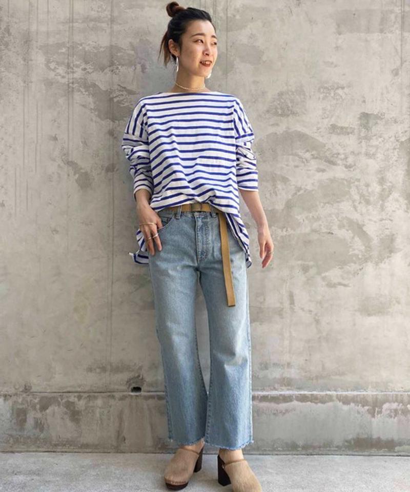 【Attick by Johnbull】ボーダーボートネックTシャツ