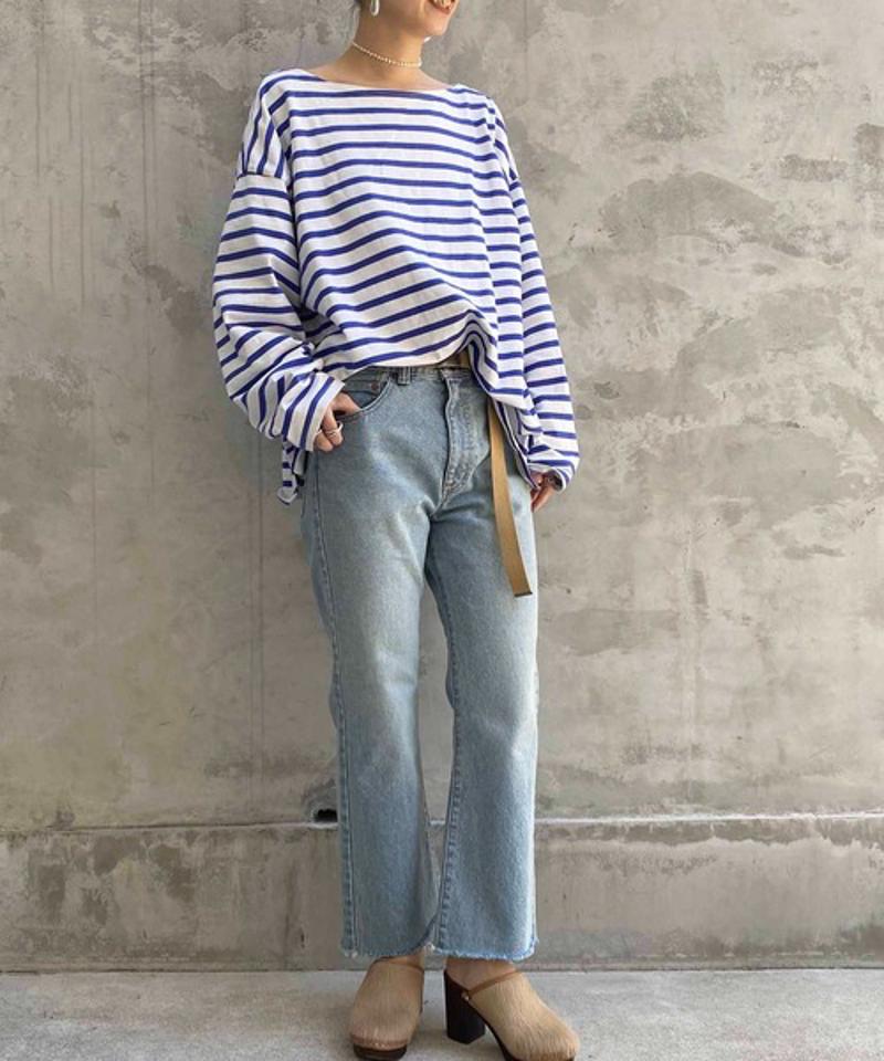 【Attick by Johnbull】ボーダーボートネックTシャツ