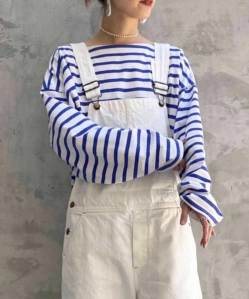 【Attick by Johnbull】ボーダーボートネックTシャツ