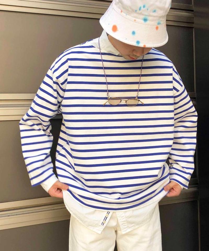 【Attick by Johnbull】ボーダーボートネックTシャツ