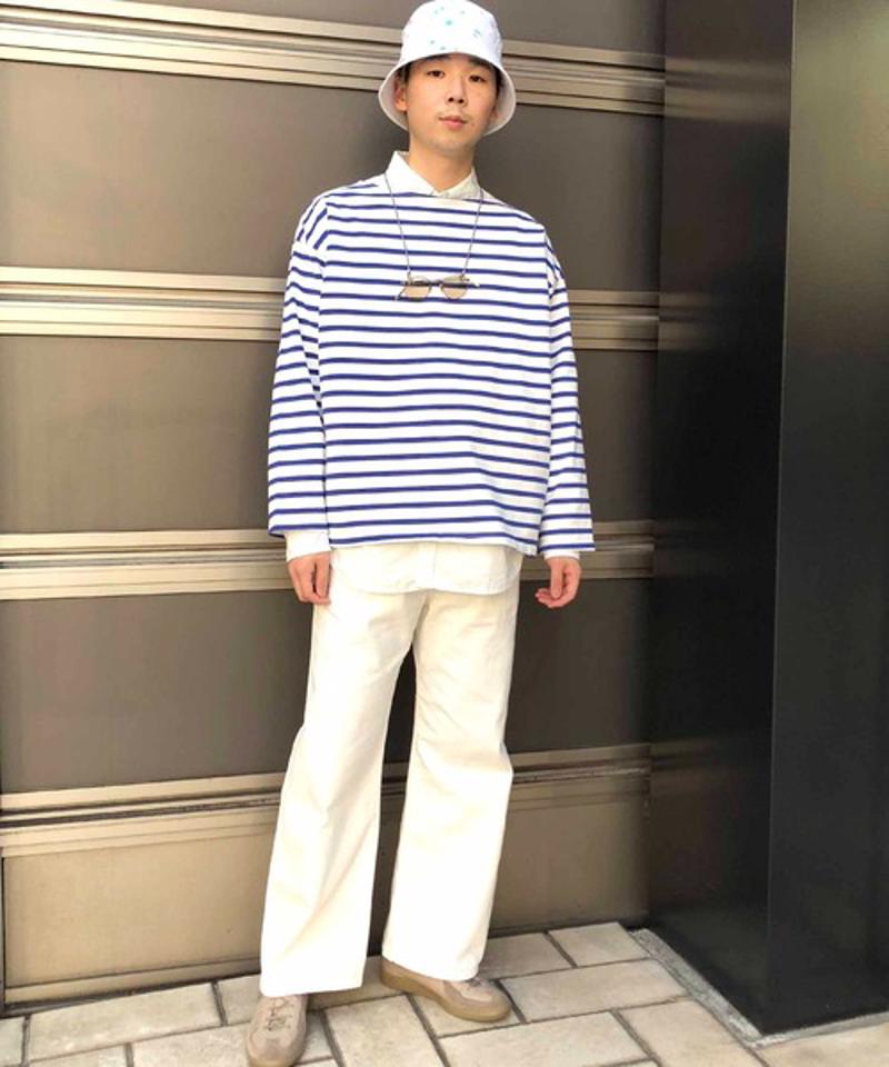 【Attick by Johnbull】ボーダーボートネックTシャツ