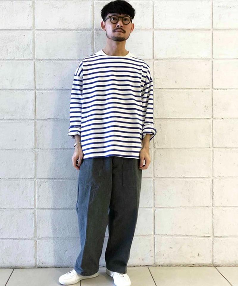 【Attick by Johnbull】ボーダーボートネックTシャツ