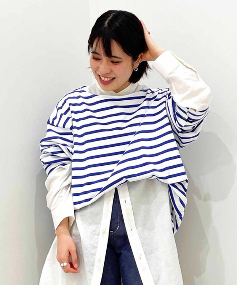 【Attick by Johnbull】ボーダーボートネックTシャツ