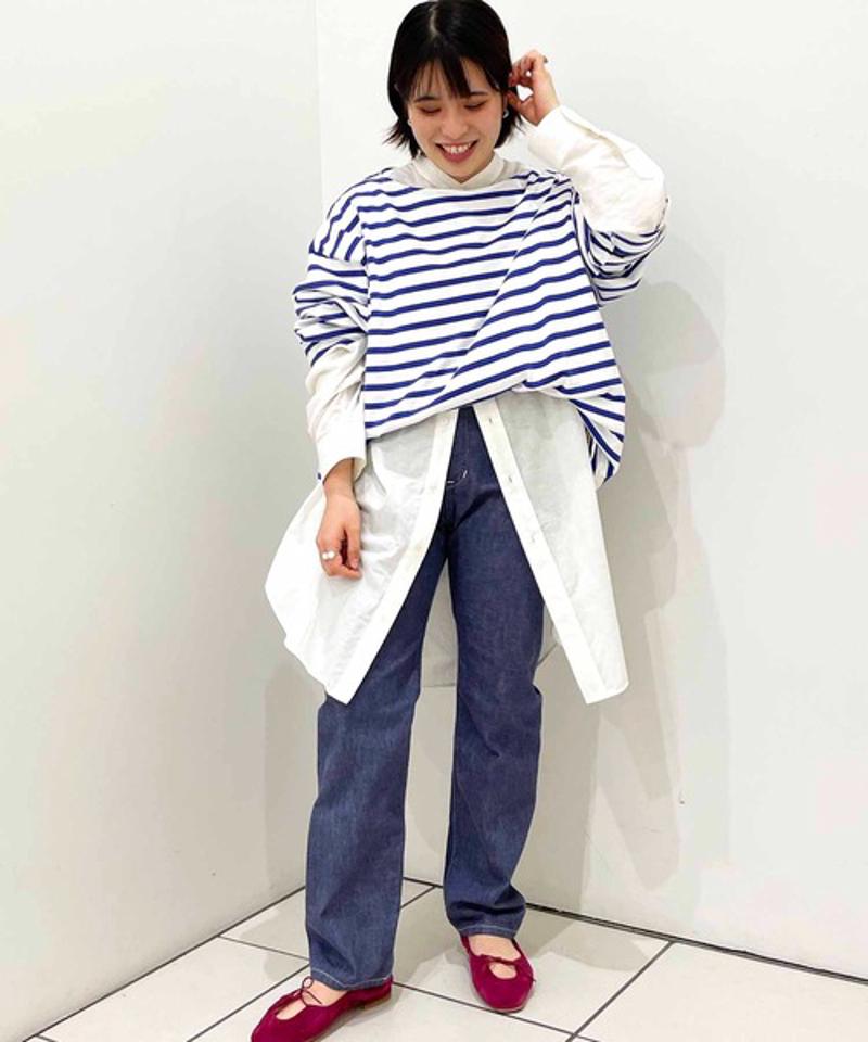 【Attick by Johnbull】ボーダーボートネックTシャツ