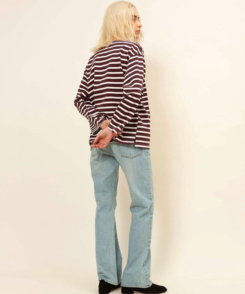 【Attick by Johnbull】ボーダーボートネックTシャツ
