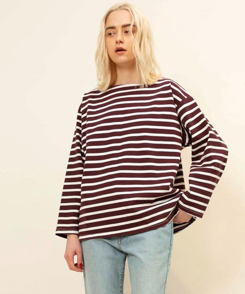 【Attick by Johnbull】ボーダーボートネックTシャツ