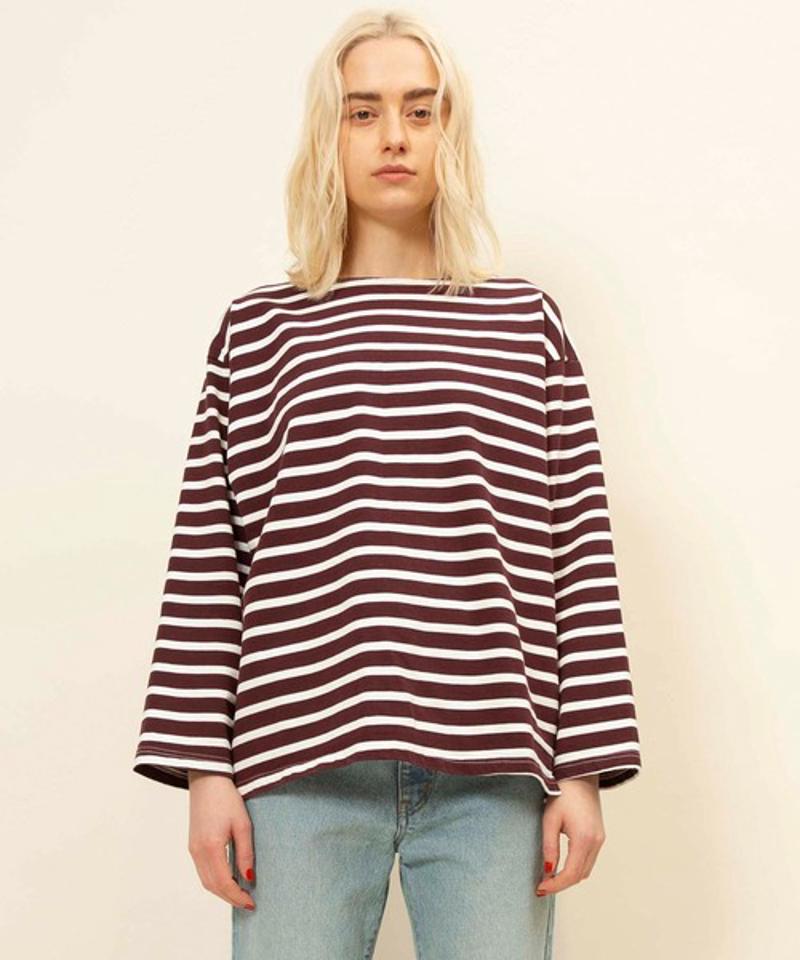 【Attick by Johnbull】ボーダーボートネックTシャツ