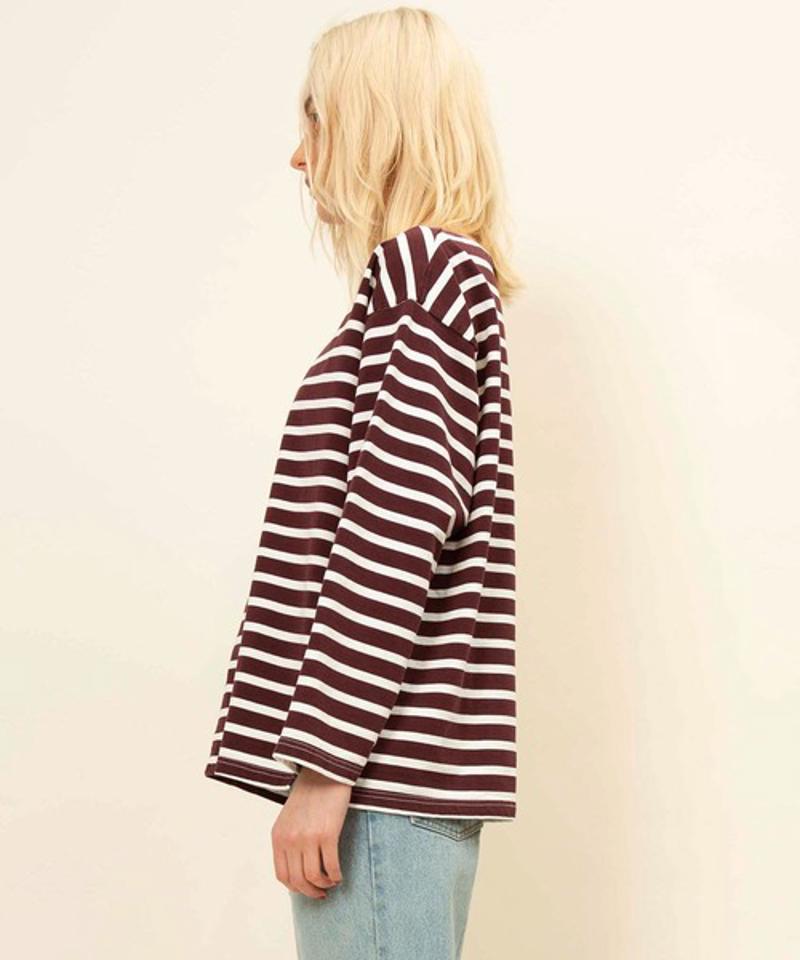 【Attick by Johnbull】ボーダーボートネックTシャツ
