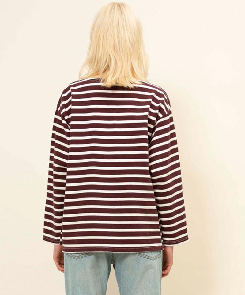 【Attick by Johnbull】ボーダーボートネックTシャツ