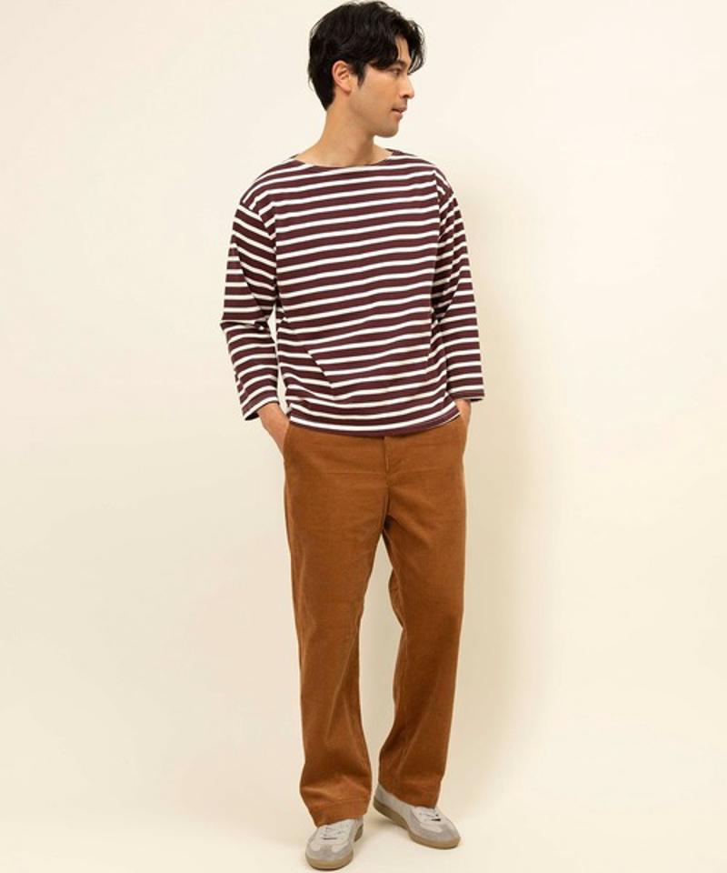【Attick by Johnbull】ボーダーボートネックTシャツ