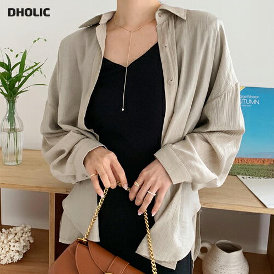 リンクルバックスリットシャツ・全3色・t65820 レディース 【bl】韓国 ファッション トップス シャツ 長袖 ユニーク フェミニン ルーズ 光沢 ストラップ スリム 上品 カジュアル オフィスカジュアル ゆったり 秋 春