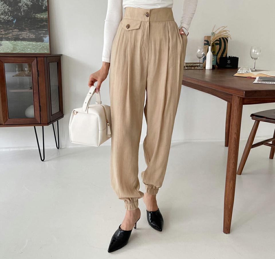 リンクルフラップジョガーパンツ・全3色・t65821 レディース 【pt】韓国 ファッション ボトムス ロング ロングパンツ ベーシック 美脚 ジョガーパンツ ゴム スリム ポケット 無地 ワイド 体型カーバー 細身 足長 着痩せ 秋 春