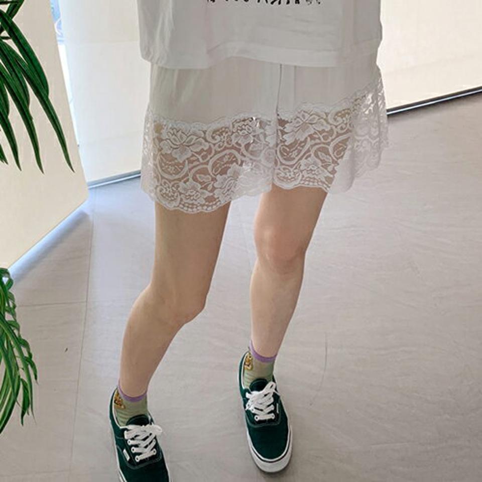 レースインナーパンツ・全3色・b69610 レディース 【acc】インナー パンツ レース シンプル かわいい ワイド ウエストゴム りぼん 春 夏 韓国ファッション ハイホリHIHOLLI