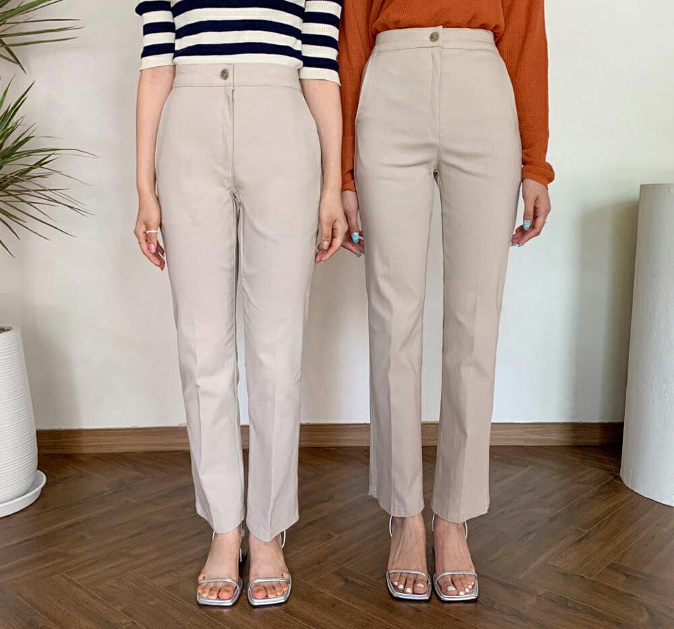 2TYPEストレートパンツ・全6色・t00593 レディース 【pt】韓国ファッション ボトムス パンツ ロング ロングパンツ 無地 ストレート 2TYPE ベーシック 美脚 足長 細身 着痩せ 体型カバー オフィスカジュアル 春 夏 NIJU