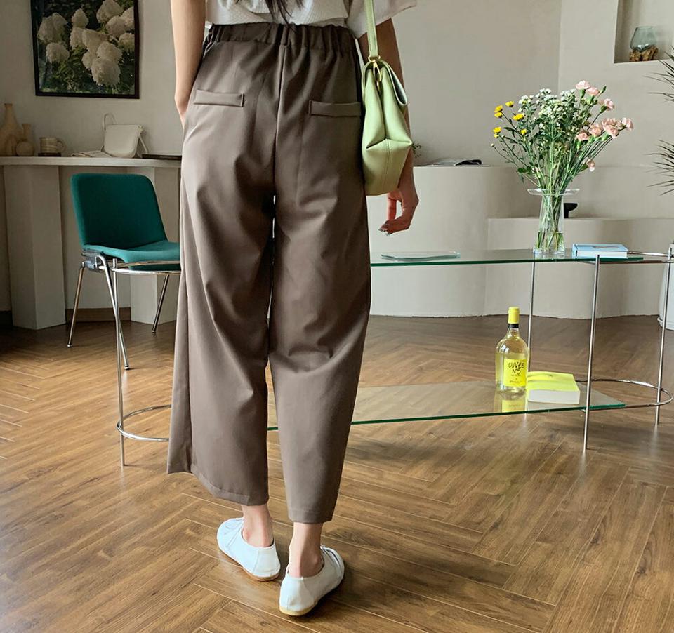 フロントスリットパンツ・全4色・t00594 レディース 【pt】韓国 ファッション ボトムス パンツ ロング ロングパンツ ゴム スリット ワイド ハイウエスト ベーシック 美脚 足長 細身 着痩せ 体型カーバー 春 夏 NIJU