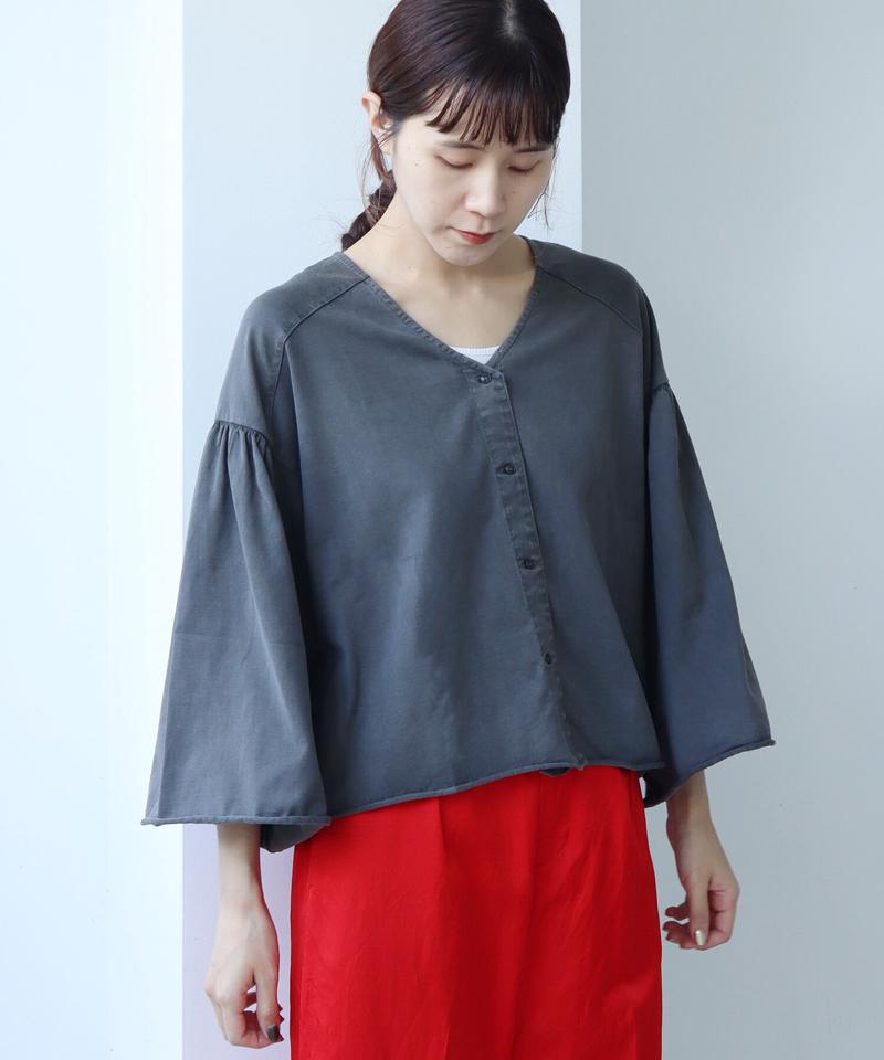 ●クリアスピン製品染め ワイドスリーブ ショートカーディガン（cardo fabrica）