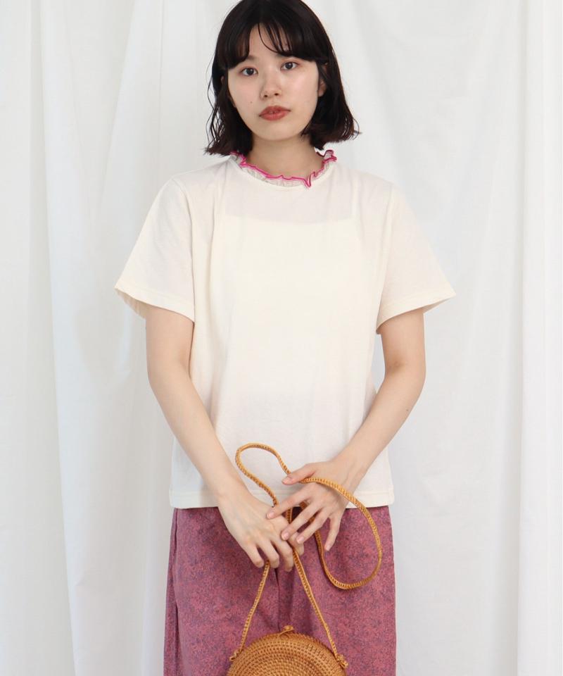 △セルヴィッチカラー　フリルTシャツ（Lene non finito）