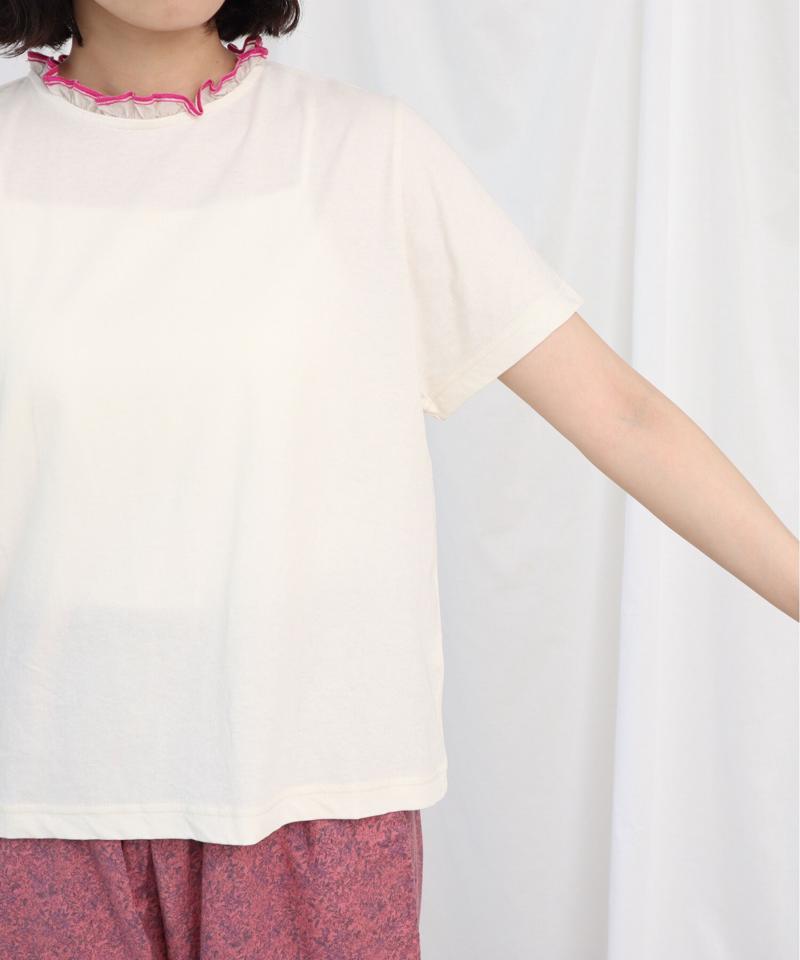 △セルヴィッチカラー　フリルTシャツ（Lene non finito）