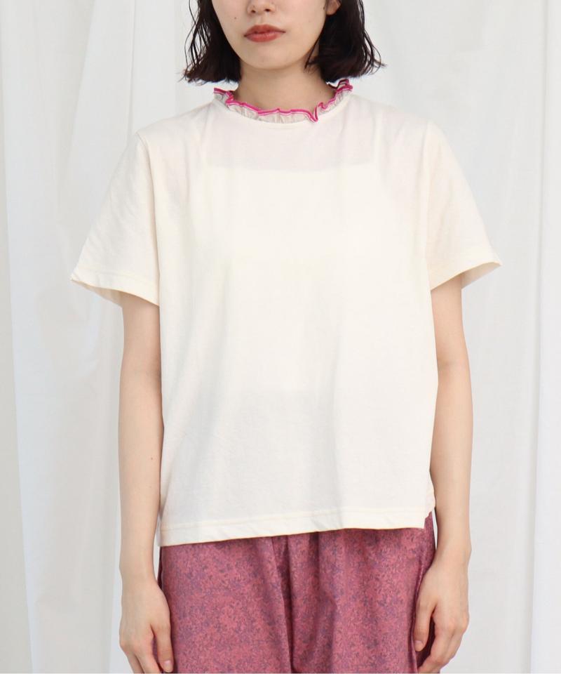 △セルヴィッチカラー　フリルTシャツ（Lene non finito）