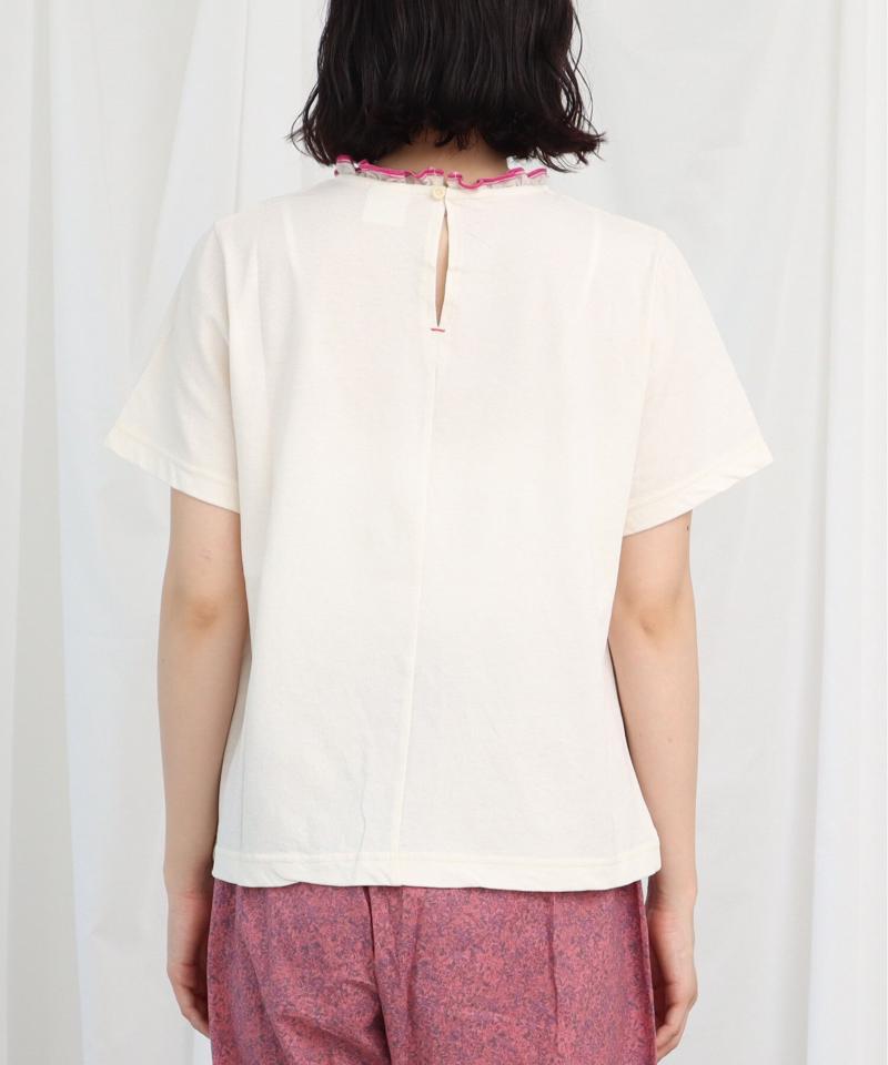 △セルヴィッチカラー　フリルTシャツ（Lene non finito）