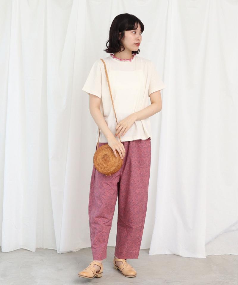 △セルヴィッチカラー　フリルTシャツ（Lene non finito）
