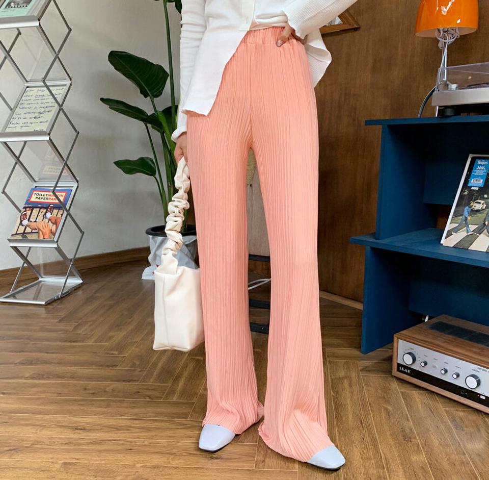プリーツワイドパンツ・全4色・t62698 レディース 【pt】韓国ファッション ボトムス ロング ロングパンツ ワイドパンツ ワイド プリーツ ゴム カラーパンツ ストレート ロング丈 デイリー 無地 足長 美脚 秋 春
