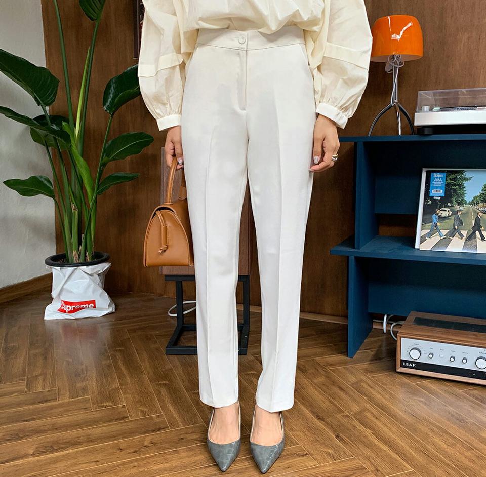 スリムスラックス・全3色・t62694 レディース 【pt】韓国 ファッション ボトムス ロング ロングパンツ スラックスパンツ スラックス スリム ベーシック ロング丈 ポケット デイリー 無地 足長 美脚 秋 春