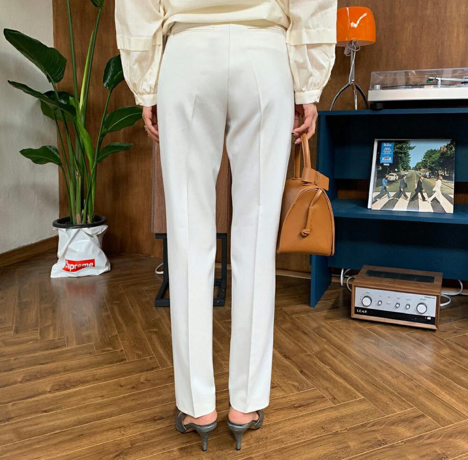 スリムスラックス・全3色・t62694 レディース 【pt】韓国 ファッション ボトムス ロング ロングパンツ スラックスパンツ スラックス スリム ベーシック ロング丈 ポケット デイリー 無地 足長 美脚 秋 春