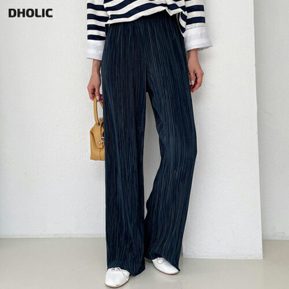 プリーツゴムワイドパンツ・全5色・b58019 レディース 【pt】韓国ファッション ボトムス ロング ロングパンツ ワイドパンツ ベーシック プリーツ ゴム スリム ポケット 無地 ワイド 細身 足長 着痩せ 秋 春