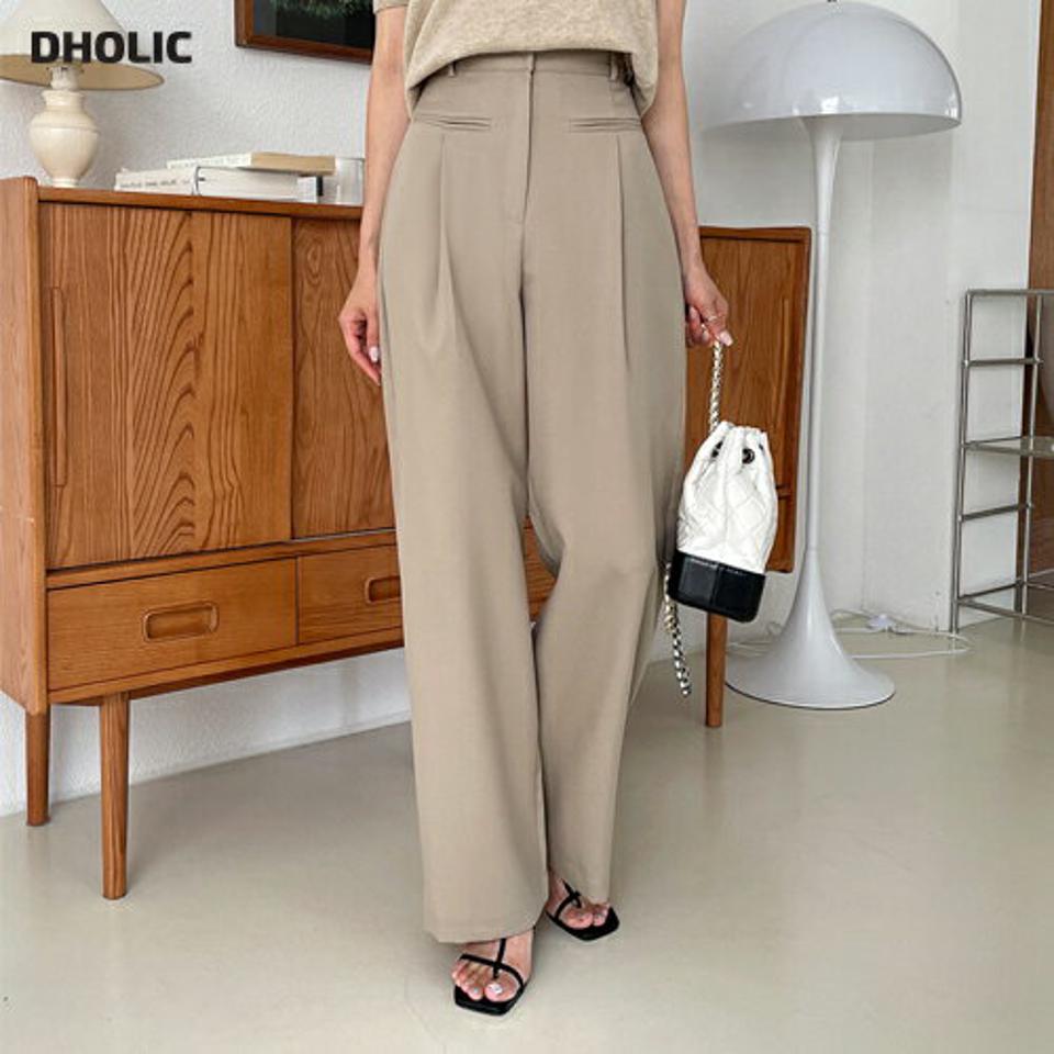 フェイクポケットスラックス・全2色・t58006 レディース 【pt】韓国ファッション ボトムス ロング ロングパンツ スラックスパンツ スラックス 伸縮性 ワイド ストレートフォルム ロング丈 ポケット 無地 足長 着痩せ 秋 春