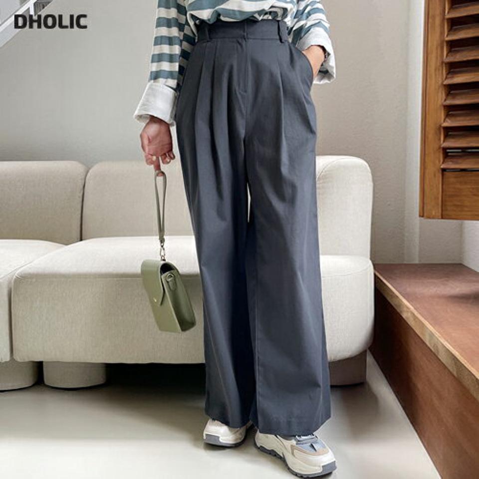 ツータックワイドパンツ・全2色・t58007 レディース 【pt】韓国ファッション ボトムス ロング ロングパンツ ワイドパンツ ワイド ツータック ワイドフォルム ロング丈 ポケット 無地 着痩せ 秋 春