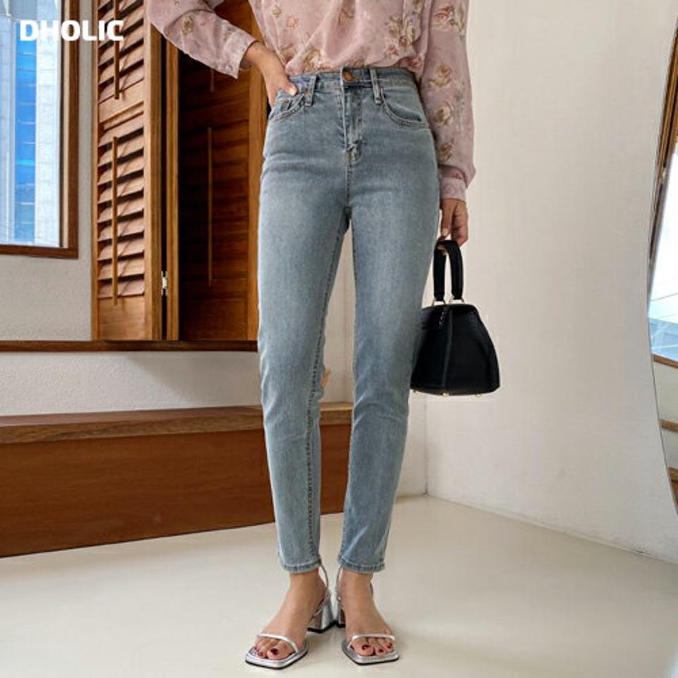 ウォッシュドテーパードデニムパンツ・全1色・t58009 レディース 【pt】韓国ファッション ボトムス ロング ロングパンツ デニム ビンテージ トレンディ ボタン コインポケット 体型もカバー 無地 美脚 足長 着痩せ シンプル 秋 春