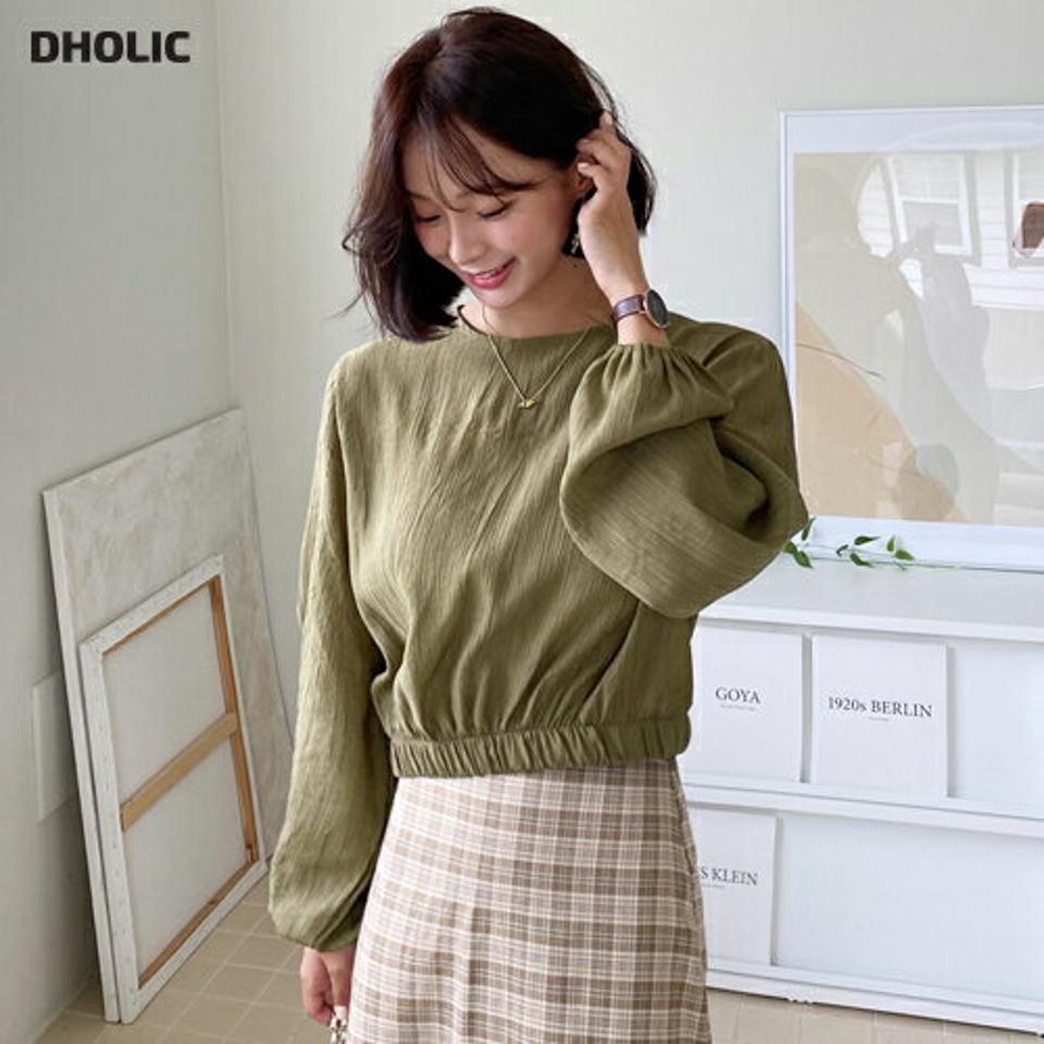 ラウンドネックゴムブラウス・全4色・t62652 レディース 【bl】韓国 ファッション トップス ブラウス 長袖 大人 ルーズ ゆったり フリル ラウンドネック 上品 フェミニン カジュアル 秋 春