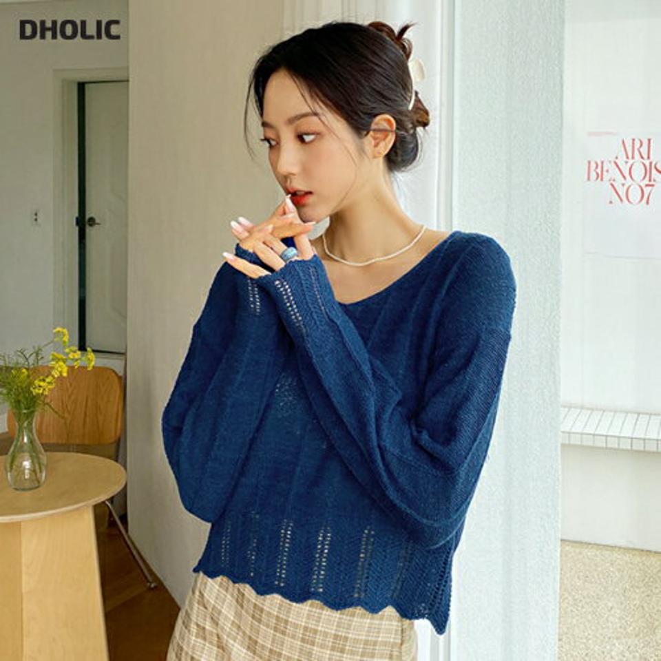 Vネックシアーヘムクロップドニット・全4色・b62644 レディース 【tops】韓国ファッション トップス ニット ラフ Vネック デコルテ パンチング 透け感 カラーニット 大人 シンプル 細身 体型カバー フェミニン 上品 ルーズ ゆったり 秋 春