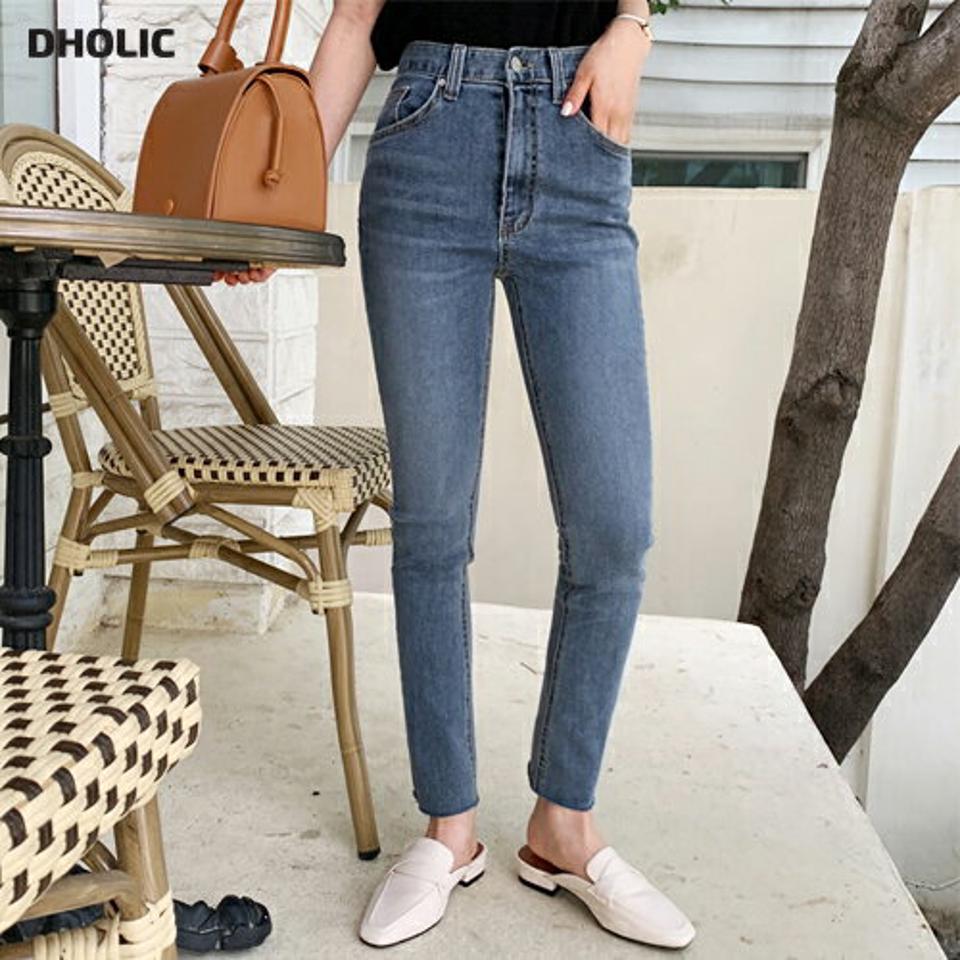 スキニーデニムパンツ・全1色・t64882 レディース 【pt】韓国ファッション ボトムス パンツ ロング ロングパンツ カッティング スキニー デニム デニムパンツ ウォッシング 10分丈 十分丈 スリム フィット タイト 春 秋 NIJU