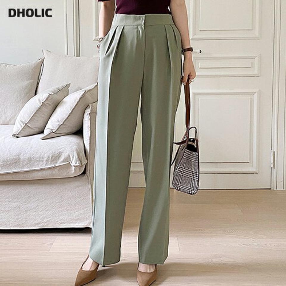 シークレットゴムストレートスラックス・全3色・b69866 レディース 【pt】パンツ ズボン ロングパンツ ストレート 単色 無地 シンプル ベーシック 大人 オフィスカジュアル 春 夏 秋 韓国ファッション ハイホリHIHOLLI