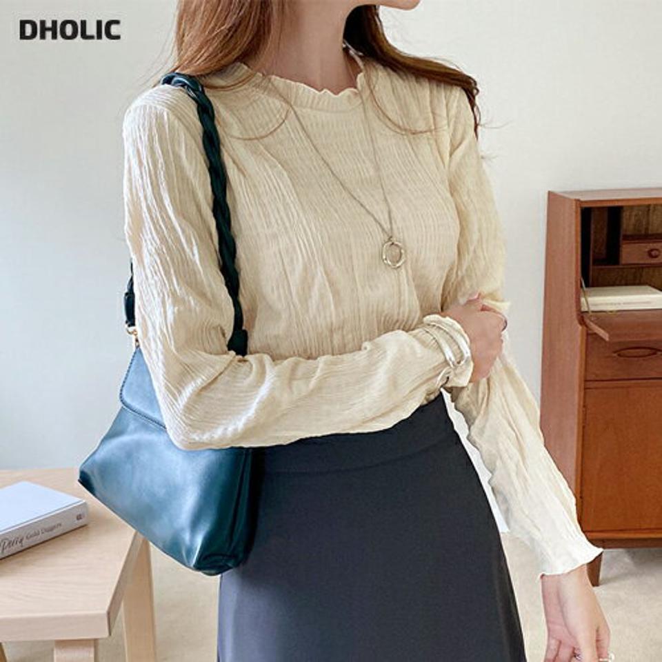 即日配送【只今30%OFF】ロングスリーブリンクルブラウス・全3色・t69850 レディース 【bl】トップス ブラウス 長袖 リンクル ロングスリーブ 上品 シンプル かわいい 可愛い 大人 春 秋 韓国ファッション ハイホリHIHOLLI