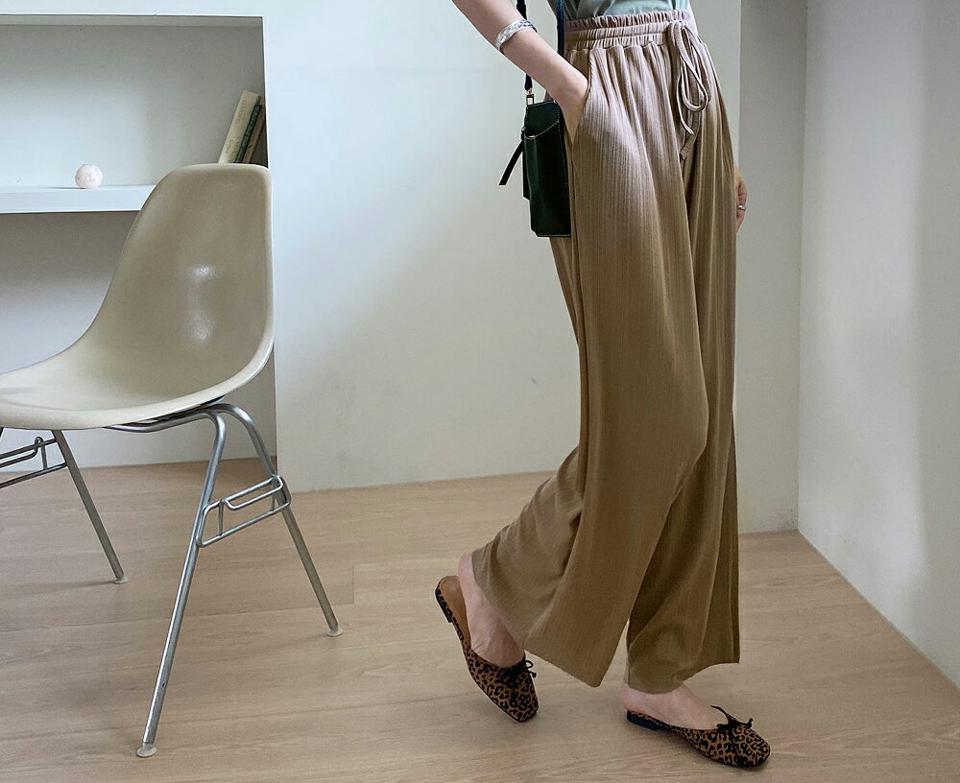 即日配送【只今30%OFF】リブワイドパンツ・全3色・t69864 レディース 【pt】パンツ ズボン ワイドパンツ ロングパンツ リブ シンプル カジュアル ラフ ウエストゴム 春 夏 秋 韓国ファッション ハイホリHIHOLLI