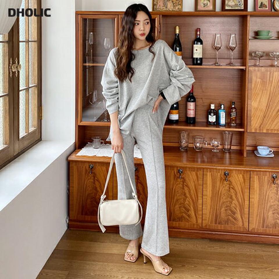 即日配送 2WAYスウェット&ウエストゴムフレアパンツSET・全3色・t65853 レディース 【pt】韓国ファッション ボトムス ロング ロングパンツ フレアパンツ セット スウェット ワンマイルウェア ラウンドネック 2WAY ゴム フェミニン カジュアル 体型カバー 足長 美脚 秋 春