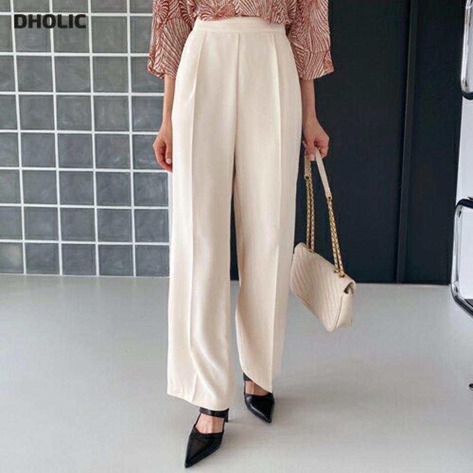 タックワイドスラックス・全2色・t65855 レディース 【pt】韓国 ファッション ボトムス ロング ロングパンツ スラックスパンツ スラックス タック ワイド ゴム ベーシック 体型カバー ポケット オフィスカジュアル デイリー 足長 美脚 秋 春