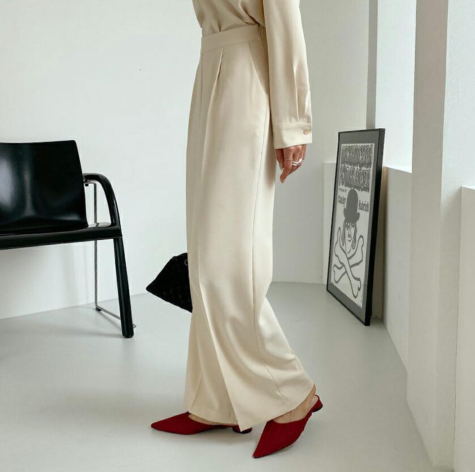 タックワイドスラックス・全2色・t65855 レディース 【pt】韓国 ファッション ボトムス ロング ロングパンツ スラックスパンツ スラックス タック ワイド ゴム ベーシック 体型カバー ポケット オフィスカジュアル デイリー 足長 美脚 秋 春