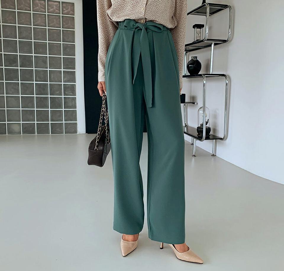 リボンワイドスラックス・全2色・b65841 レディース 【pt】韓国ファッション ボトムス ロング ロングパンツ スラックスパンツ スラックス リボン ワイド ゴム ベーシック 体型カバー ポケット オフィスカジュアル デイリー 足長 美脚 秋 春
