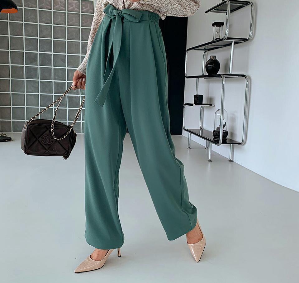 リボンワイドスラックス・全2色・b65841 レディース 【pt】韓国ファッション ボトムス ロング ロングパンツ スラックスパンツ スラックス リボン ワイド ゴム ベーシック 体型カバー ポケット オフィスカジュアル デイリー 足長 美脚 秋 春
