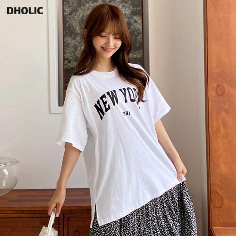 NEW YORK半袖Tシャツ・全3色・b00639 レディース 【tops】韓国ファッション トップス Tシャツ 半袖 コットン ラウンドネック ルーズ ゆったり オーバーサイズ 楽ちん デイリー フェミニン シンプル ガーリー マタニティ 体型カバー 夏 秋 NIJU
