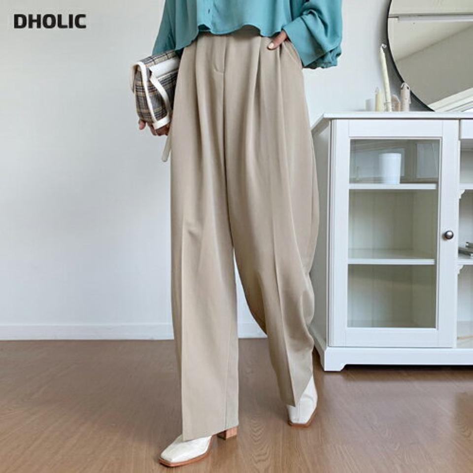 ハイウエストタックスラックスパンツ・全3色・b64700 レディース 【pt】韓国ファッション ボトムス ロング ロングパンツ スラックスパンツ スラックス ハイウエスト ワイド ストレート ベーシック ポケット デイリー 足長 秋 春